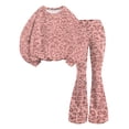 thumbnail image 5 of Grblisyd Girls 2 Piece Outfit Kids Fall Winter Leopard Print Sweatshirt Tops and Trendy Bell Bottom Pants Set Back to School Clothes, 5 of 7