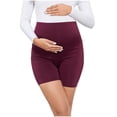 thumbnail image 2 of Crunowin Women's Maternity Shorts, Belly Lift & With Pockets High-Waisted Solid Color Workout Shorts Wine XXL, 2 of 5