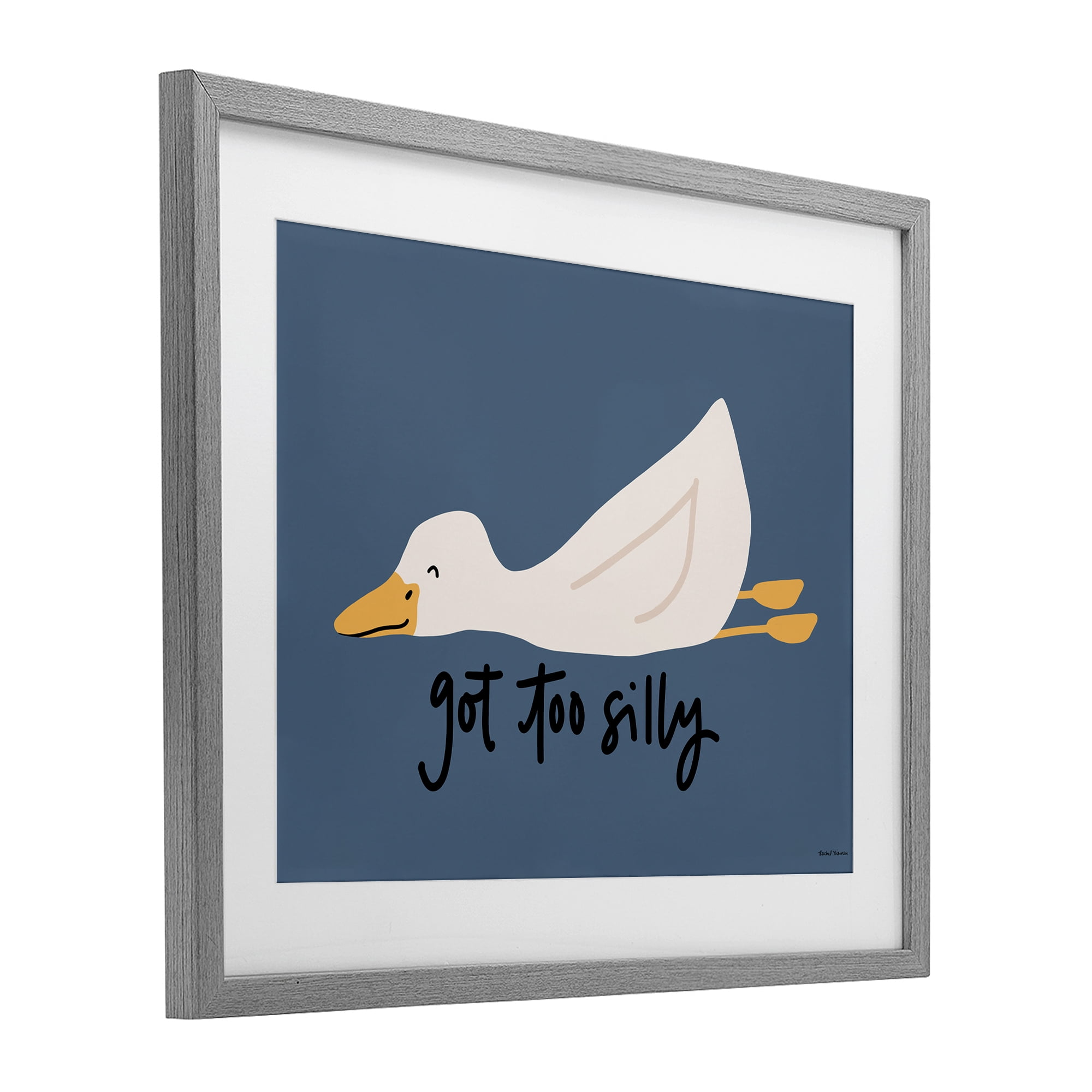 Stupell Industries Got Too Silly Duck Gray Framed Print Under Glass, design by Rachel Nieman