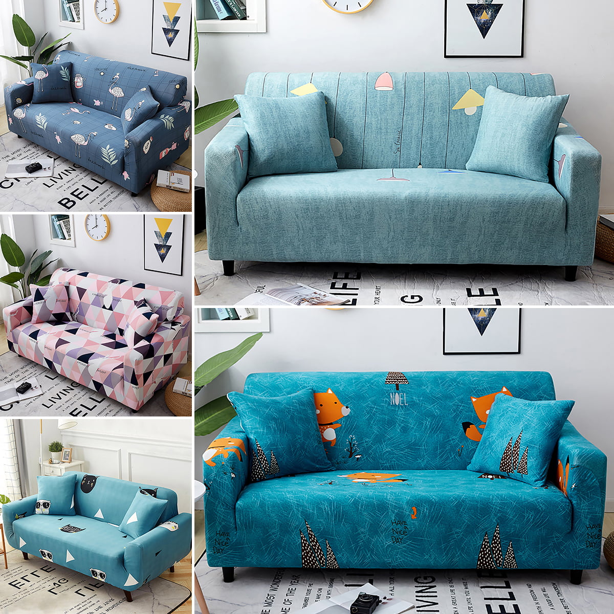 Colorful 1-4 Seats Stretch Sofa Covers,Elastic Fabric Sofa Cover  Sectional/Corner Couch Covers Fit Home Decor