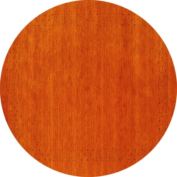 Ahgly Company Machine Washable Indoor Round Abstract Yellow Contemporary Area Rugs, 4' Round