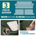 thumbnail image 4 of 3 Piece T Cushion Loveseat Slipcovers Sofa Cover for 2 Cushion Couch Cover Washable Sofa Slipcover Furniture Covers with 2 Individual T Cushion Seat Covers(2 Cushion Loveseat, Bronze Green), 4 of 14