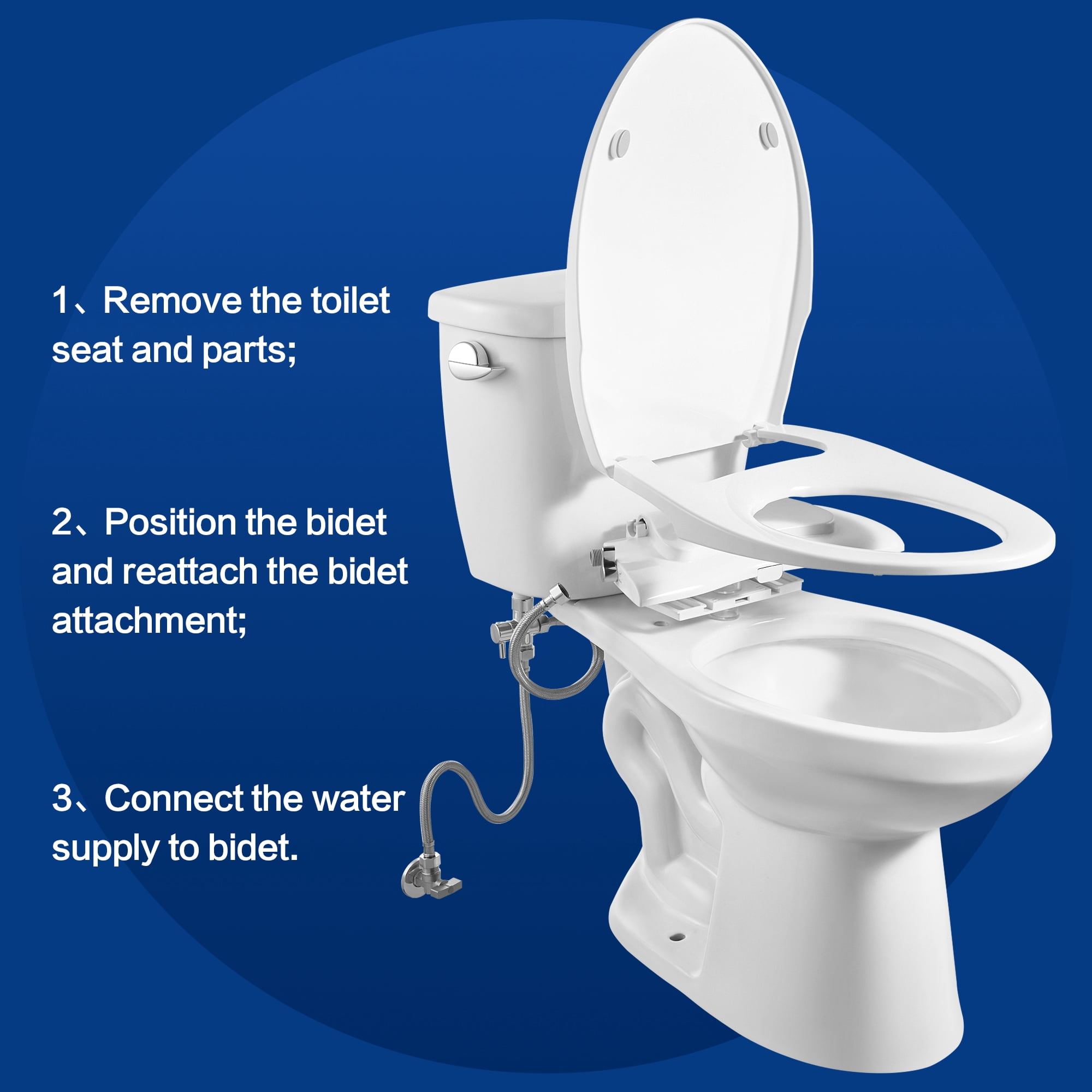 ANNWA Non-Electric Elongated Bidet Toilet Seat Dual Self-Cleaning Nozzle Front and Rear Wash