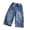 219P-Blue, variant on ZXLBBD Girls Personality Fashion Denim Pants Elastic Waist Cozy Soft Wide Leg Jeans with Pockets Casual Versatile School Wear