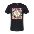 thumbnail image 2 of Wild Bobby Retro Better Together Daisy Smiley Face Checkered Background Vintage Men Premium Tri Blend Tee, True Black, X-Large, 2 of 6