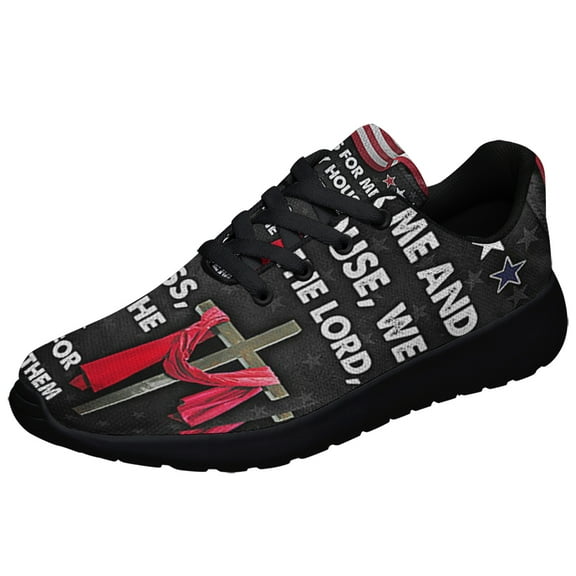 Jesus Cross American flag Shoes Sneakers Black Size 3.5