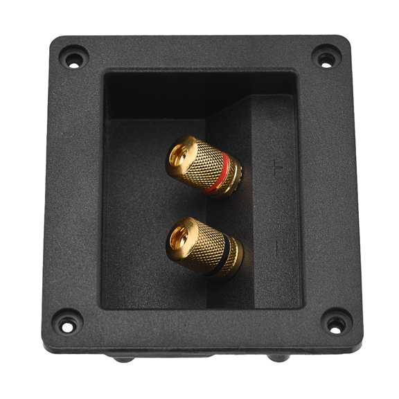 Rupoun Acoustic Components for HiFi Speaker, 2 Copper Binding Post Terminal Cable Connector Box Shell, Black Universal Replacement Part for Home Audio Systems & DIY Setup, 3.6 x 3.1 in
