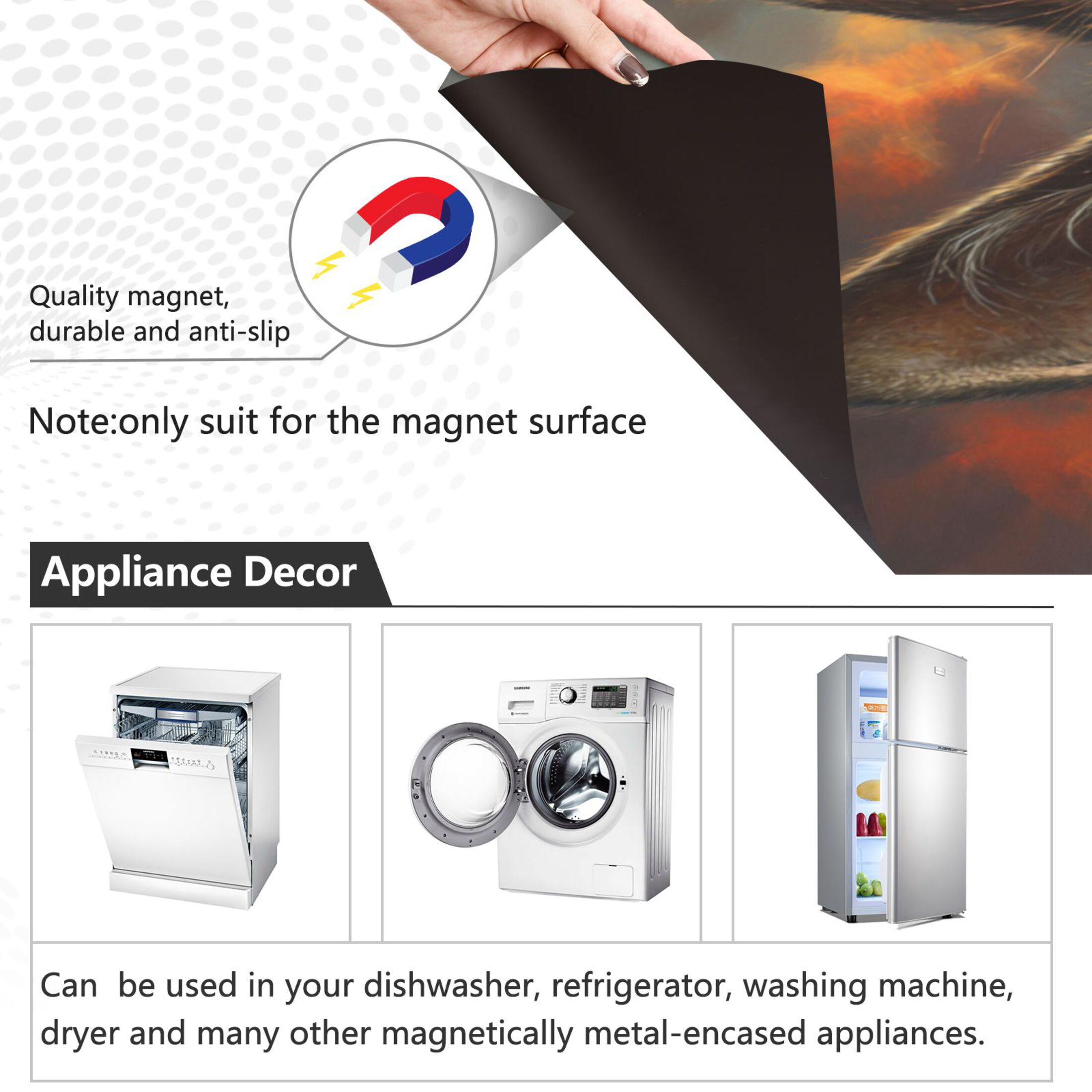 Dishwasher Magnetic Refrigerator Magnet Cover Sticker Home Decorative 23"x26" Lonely Cat and Orange Butterfly