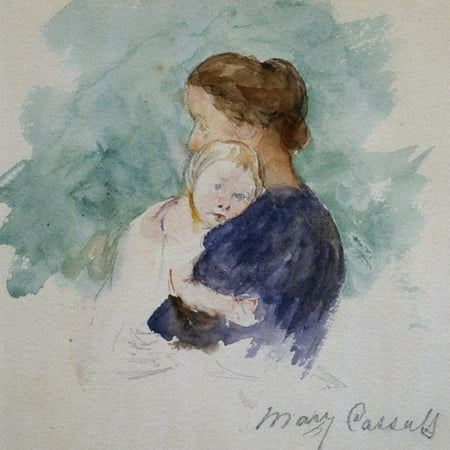 Mara Painting - Watercolor of Mother and Child by Mary Cassatt Impressionist Portrait Sketch Painting Print Wall Art By Geoffrey Clements