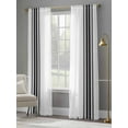 thumbnail image 4 of Black White Stripe, Semi Sheer Window Curtains 108 Inches Long, Abstract Geometric Rod Pocket Voile Silky Chiffon Curtain Light Filtering Drapes for Living Room, Kitchen, Bedroom, 52"x108", 2 Panels, 4 of 9