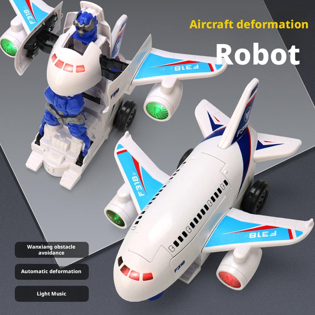 Transformation Airplane Robot Toys Airplane Models with Lights & Sounds Birthday For Childrens Toys Girls Boys Toy Car Gifts 1 Airplane boys, avoidance tech sound and plane boys plane trans