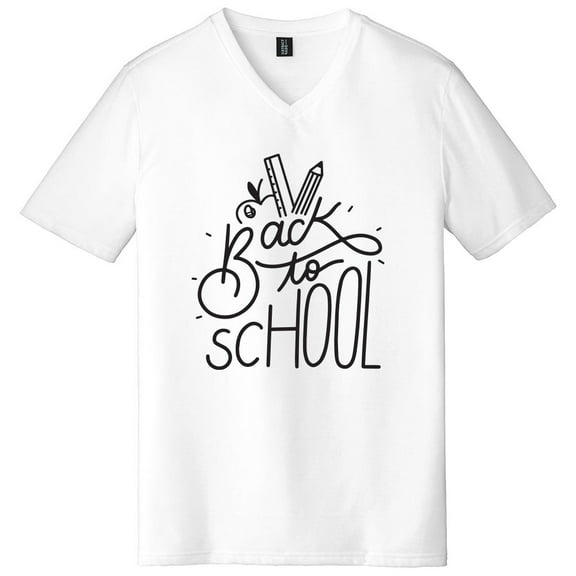 Big Size Back To School Big Size V-Neck Graphic Shirt - White XL