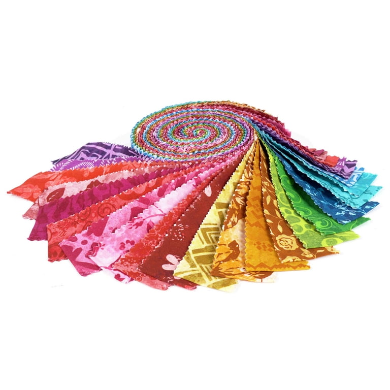 Soimoi 40Pcs Batik Print Precut Fabrics Strips Roll Up 1.5x42inches Cotton  Jelly Rolls for Quilting - Pink