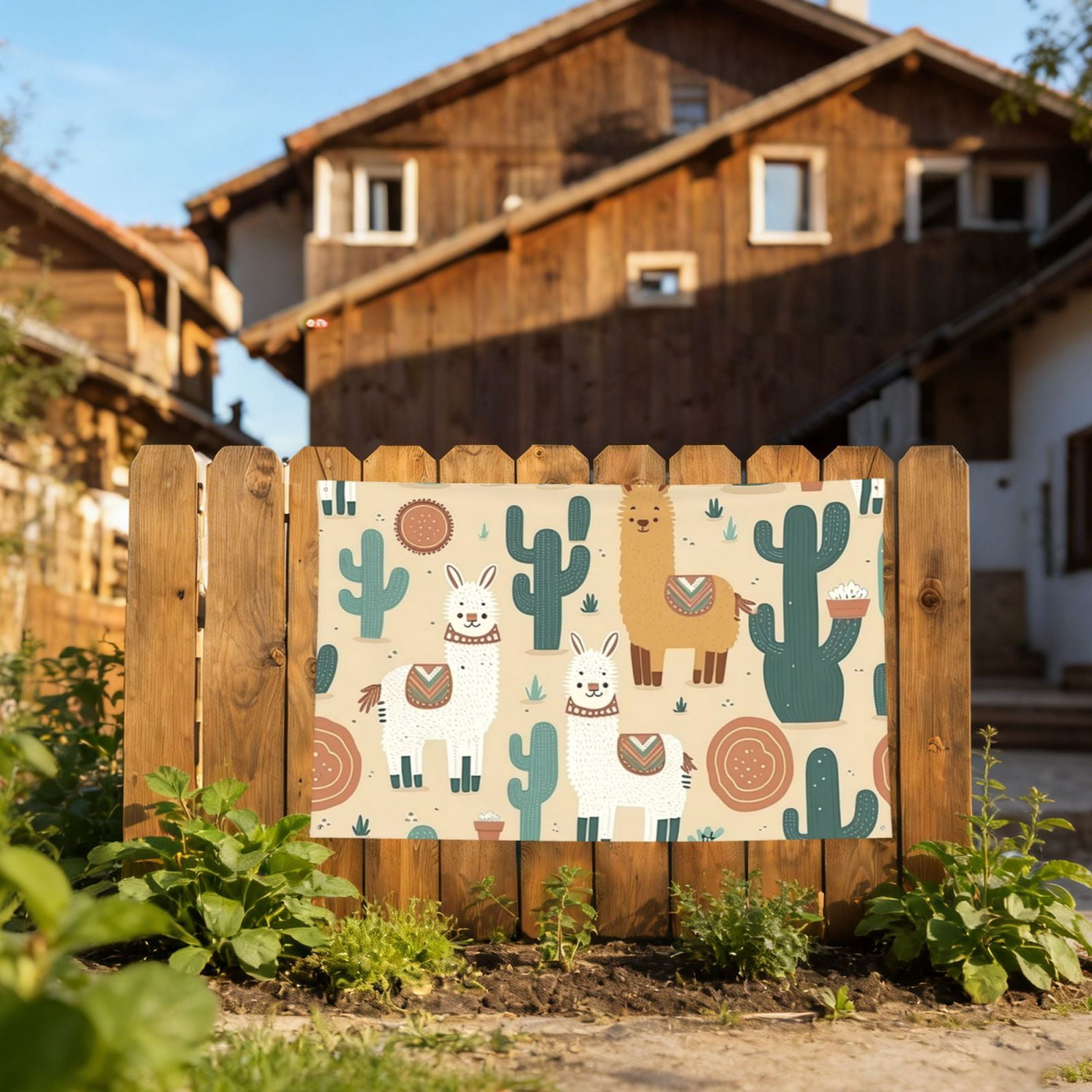 Llama Alpaca Cactus Cartoon Cute Four Hole Decorated Banner Flag for Garden Yard Home Decoration Indoor Outdoor 4x6 Ft