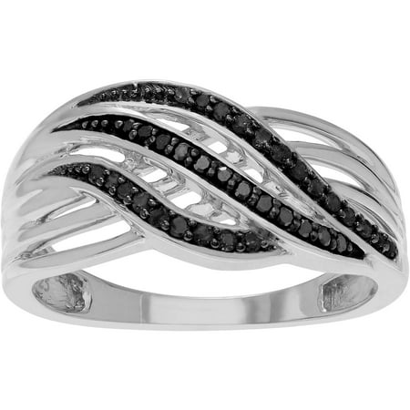Brinley Co. Women's 1/8 Carat T.W. Black Diamond Sterling Silver Twist Fashion Ring