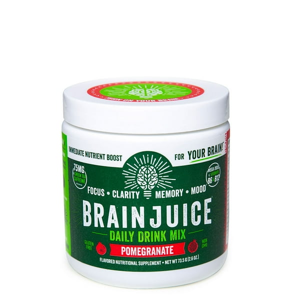 BrainJuice Brain Booster Daily Drink Mix, Pomegranate Supplement for