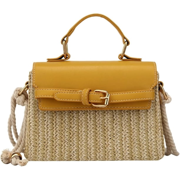 LHSHIDU Straw Shoulder Bag for Women 2025 Stylish Summer Top Handle Bag Woven Vacation Beach Crossbody Handbag Purse