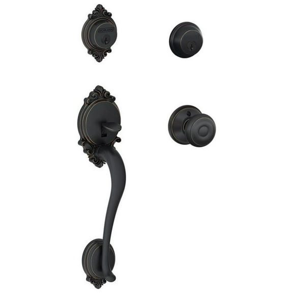 Schlage F62-Brk-Geo Brookshire Double Cylinder Handleset - Bronze