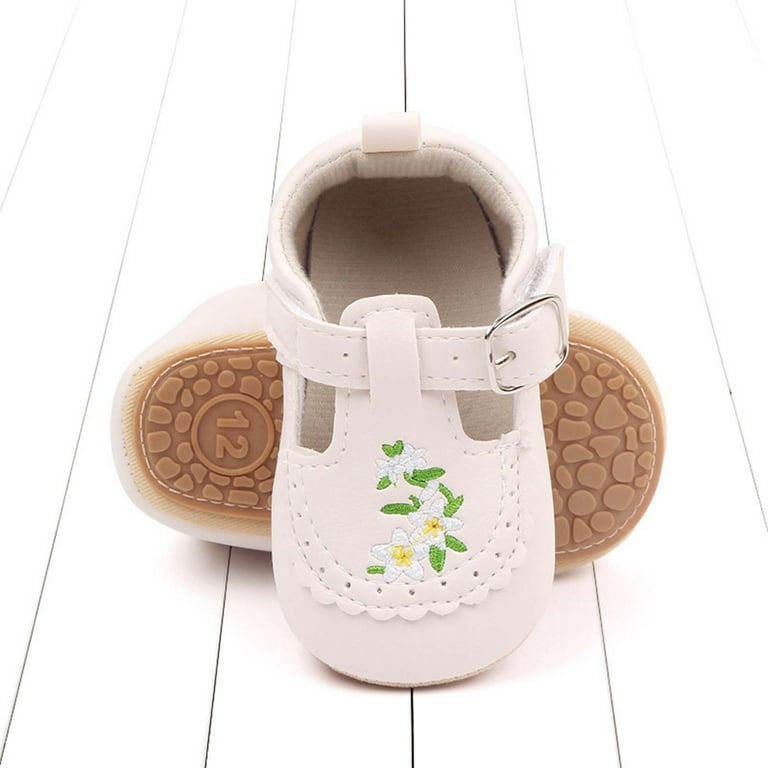 Xfvqtps Baby Girls Walking Shoes Lace Embroidery Flower and Leaf