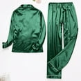 thumbnail image 5 of Chroia Women's 2-Piece Satin Classic Button-Down Long Sleeve Pjs Set, 5 of 9