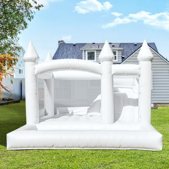 Relunch 13FT PVC Commercial White Bounce House for Adults Kids birthday Party,  Inflatable Balloon Castle with Blower Wedding Party, 13x13x10FT