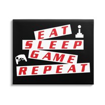 Stupell Eat Sleep Game Repeat Black Red Beauty & Fashion Painting Gallery Wrapped Canvas Print Wall Art