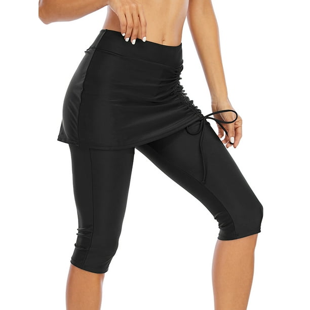 FANNYC Women Capri Swim Pants Skirted Swim Bottoms Tights Board Shorts