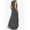 thumbnail image 4 of TheMogan Women's S~3X Sleeveless Loose Striped Curved Slit Hem Long Maxi Dress, 4 of 6