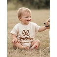 thumbnail image 5 of BemeyourBBs INewborn Baby Boy Little Brother Outfits Lil Brother Romper Summer Clothes Short Sleeve Letters Embroidery Waffle Knit Jumpsuit One Piece, 5 of 9