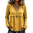 thumbnail image 3 of Harpily Long Sleeve Shirts for Women V Neck Loose Fit Tops with Tassel Fringe Womens Blouses for Daily Casual Wear, 3 of 3