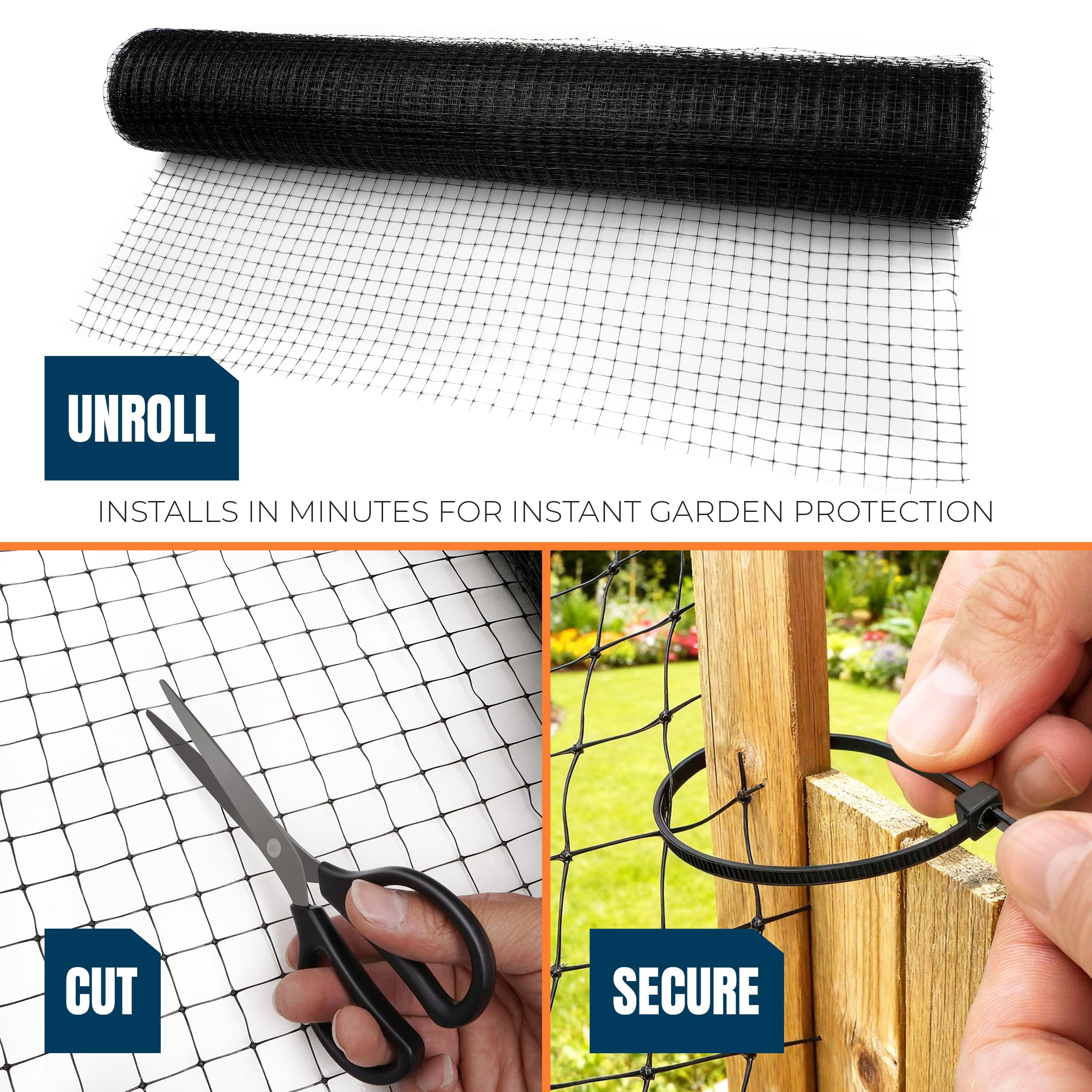MEKKAPRO Deer Net 7 x  65 ft 40GSM Heavy-Duty Netting for Garden Protection, Deer Fence Mesh Fencing, Durable Netting for Garden, Fence for Trees, for Shrubs