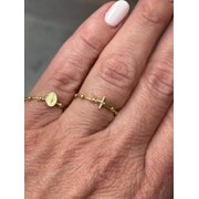 18k Solid Yellow Gold Open Rosary Medal Ring