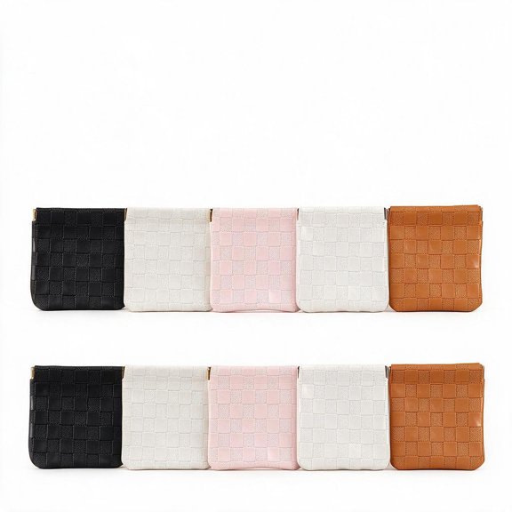 10‑Piece 5‑Color Women’s Mini Checkered Makeup Pouch Set, Waterproof Portable Wallet Pockets for Travel Storage, Hold Cosmetics, Lipstick, Headphones, Jewelry and Coins