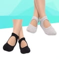 thumbnail image 6 of WHAMVOX 2 Pairs of Women Breathable Pilates Yoga Non Grip Cotton Ballet Dance Massage Ankle Socks (Black+Grey), 6 of 8