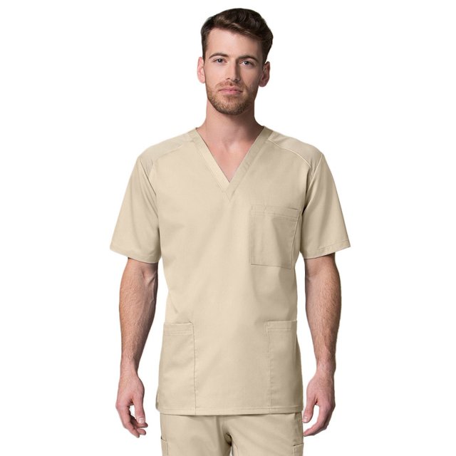 Maevn Mens EON Mesh Panel 3-Pocket V Neck TopKhaki, Medium