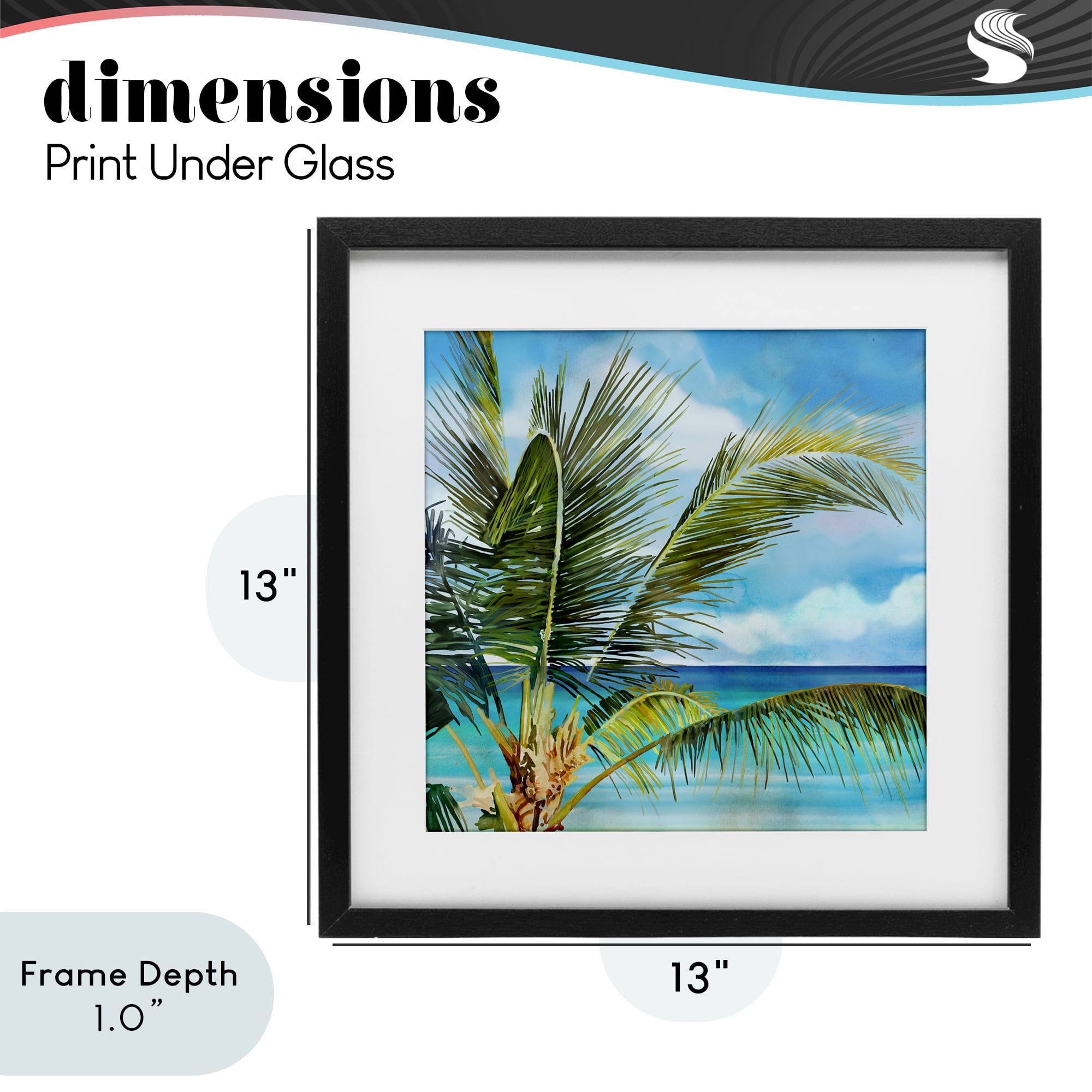 Stupell Industries Lush Palm Watercolor View Black Framed Print Under Glass, design by Mauro Devereaux