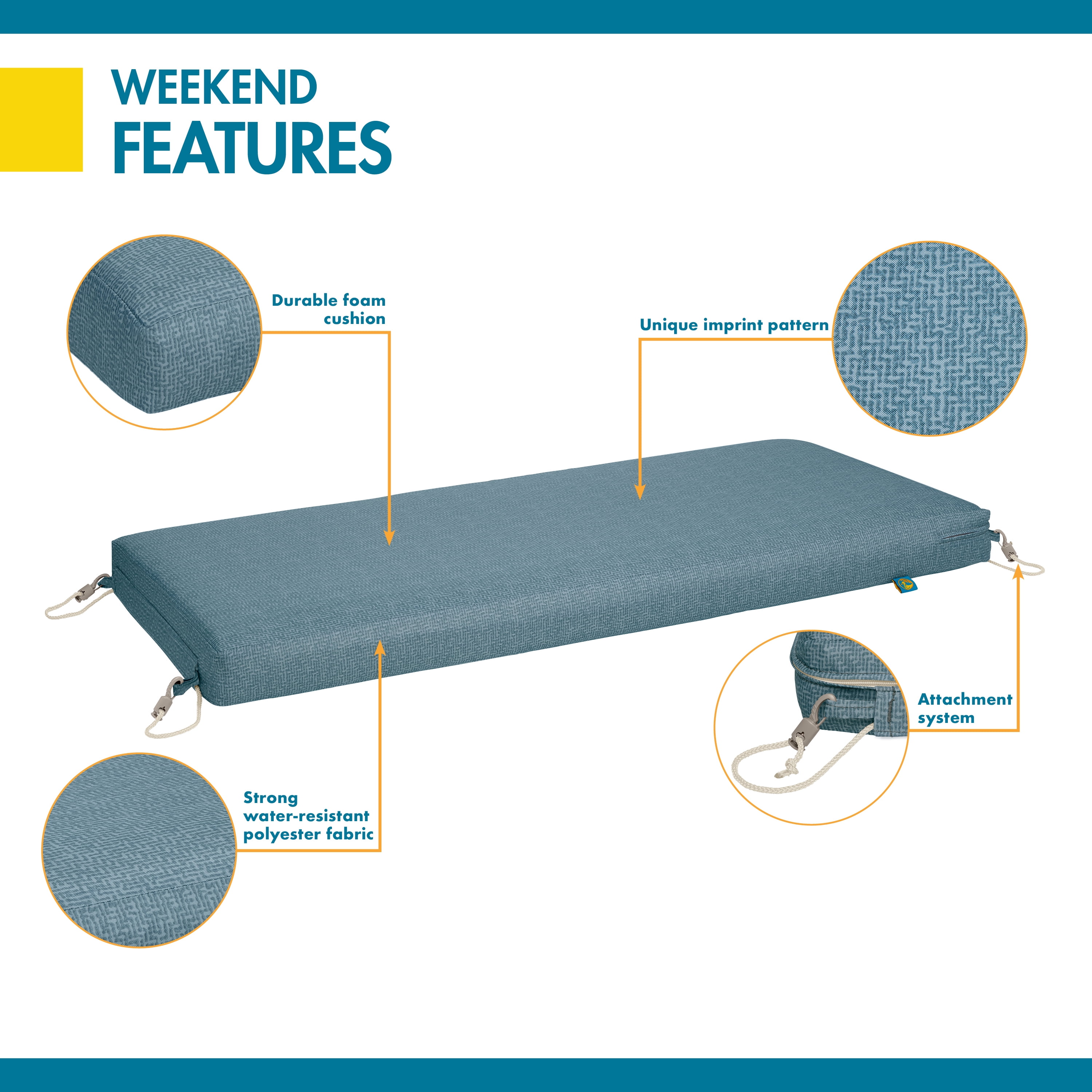 Duck Covers Weekend Water Resistant Outdoor Bench Cushion 54 x 18 x 3 inch Blue Shadow Walmart