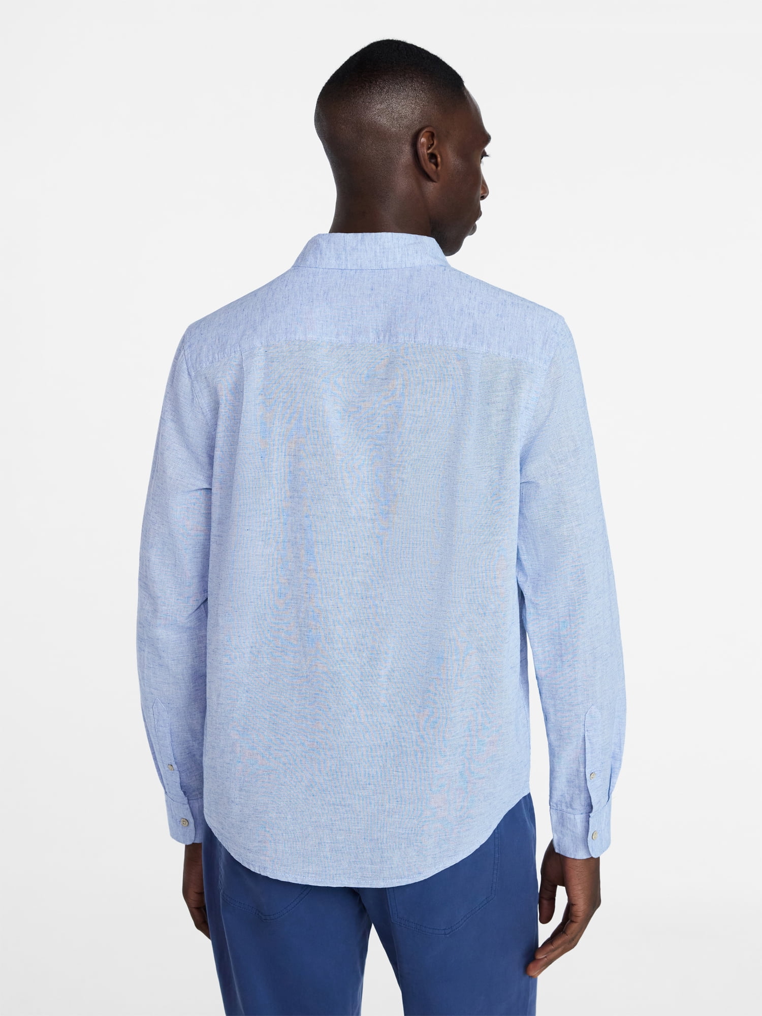 George Men's and Big Men's Linen Blend Button Up Shirt with Long Sleeves, Sizes S-5XL