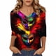 thumbnail image 3 of TaTaai Women's Fashion Christmas Printed Loose Casual V Neck With Three Quarter Sleeves And 3/4 Sleeves T-shirt Pullover Top Gift, 3 of 5