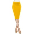 thumbnail image 4 of Made by Johnny Women's Elastic Waist Stretch Bodycon Midi Pencil Skirt Below Knee XXXL YELLOW, 4 of 6