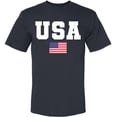 thumbnail image 4 of USA Text Flag Printed T-Shirts | 4th of July United States of America Short Sleeve Patriotic Independence Day Shirt | Made in USA Tees (Charcoal, XXL), 4 of 13