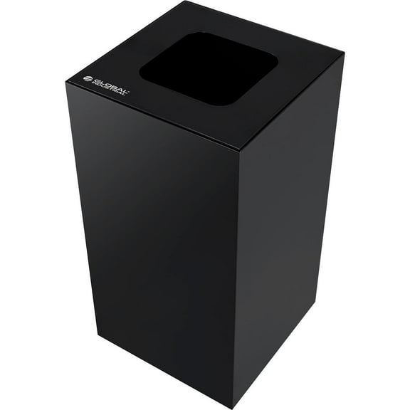 Global Industrial Square Recycling/Trash Can with Waste Lid 32 Gallon Black