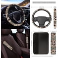 thumbnail image 3 of Yuyamidu Brown Cow Print Car Seat Cover Set of 12 Western Aztec Front Seat Covers Steering Wheel Cover Seatbelt Pads Armrest Cover Trash Can Air Vent Holder Rearview Mirror Cover Coasters Keychain, 3 of 7