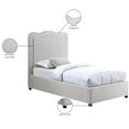 thumbnail image 2 of Meridian Furniture Felix Cream Linen Textured Fabric Twin Bed, 2 of 8