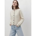 thumbnail image 6 of Women Cropped Cardigan Sweaters Crewneck Button Down Cardigan Apricot One size, 6 of 9