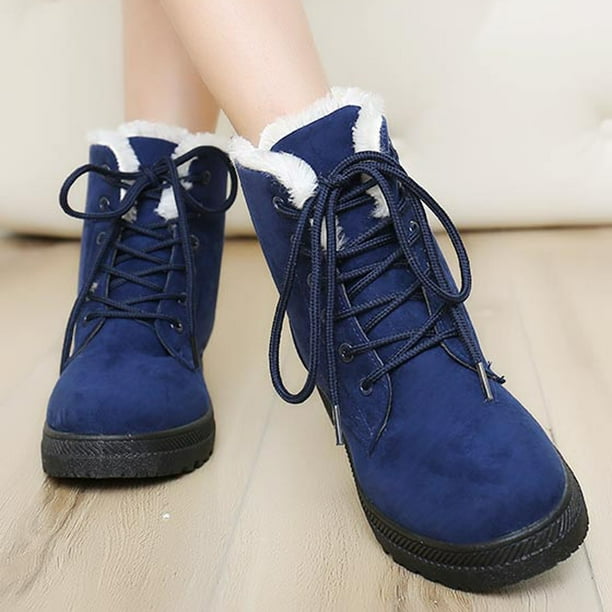 Botas De Invierno Negras Con Forro De Piel Sintética Para Mujer: Botas De Nieve De Terciopelo