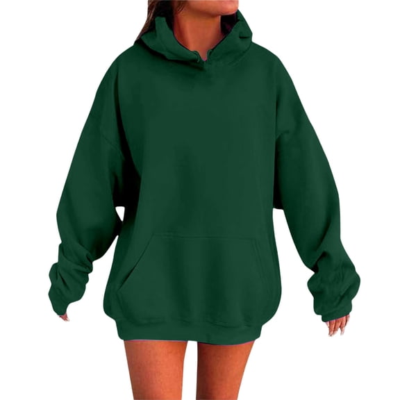 Bibifish Womens Hoodie Solid Color Oversized Long Length Pullover Hoodie With Pocket Soft Fall Winter Casual Daily Wear Relaxed Hoodie