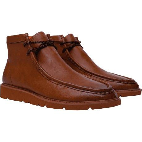 Men's TAYNO Wallabee Chukka Boots Mojave Smooth Leather Light Weight Cognac