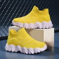 thumbnail image 2 of Zanarzt Kids Shoes Boys Girls Shoes Kids Tennis Athletic Running Footwear Slip On Walking Breathable Lightweight Sneakers Yellow,US 2.5, 2 of 6
