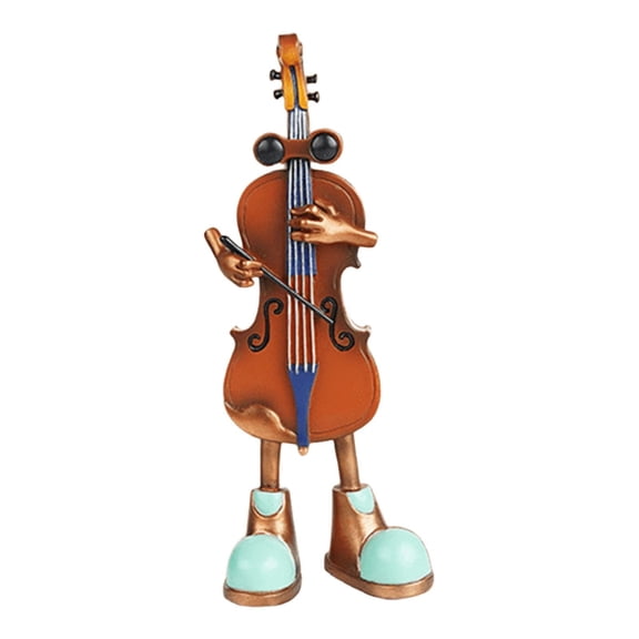Goowood Resin Violin Frog Figurine Musical Animal Statue Cute Home Office Desk Decor Hand Polished Garden Sculpture Shelf Sitter Ornament Music Lover Gift